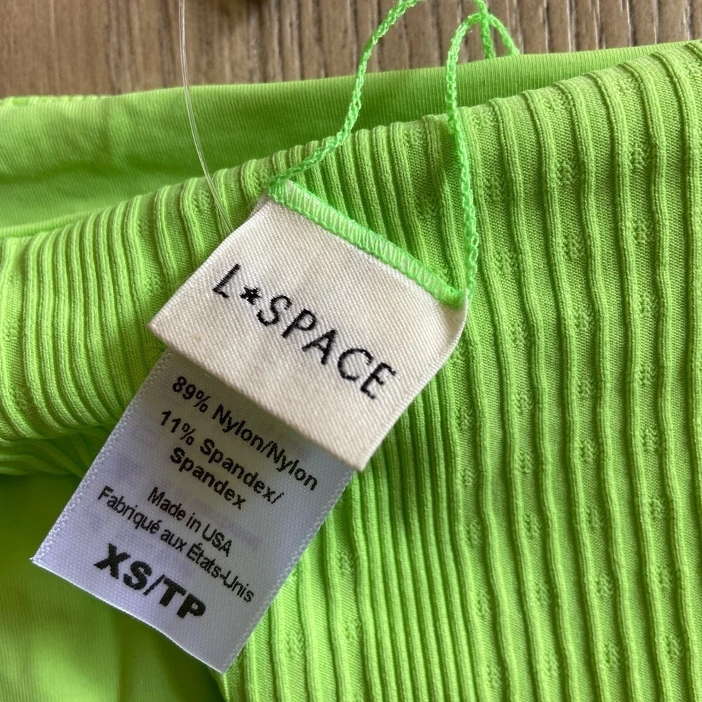 NWT L*Space Camacho Classic Bikini Bottom Ribbed Cucumber Green Womens Size XS